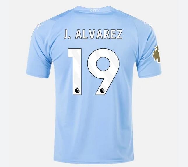 2023 Manchester City #19 Julian Alvarez Soccer blue Home Jersey